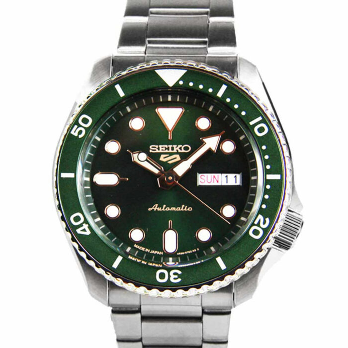 Seiko 5 Sports Automatic Analog Green Dial Silver Steel Strap Watch For Men - SRPD63K1 - Image 3
